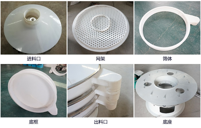 600型聚丙烯绿巨人成人网站细节展示：进料口，网架，出料口，底框，框体。